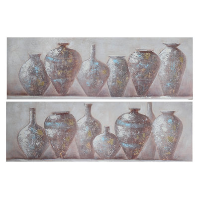 Toile peinte à la main (poterie en argile) - ensemble de 2