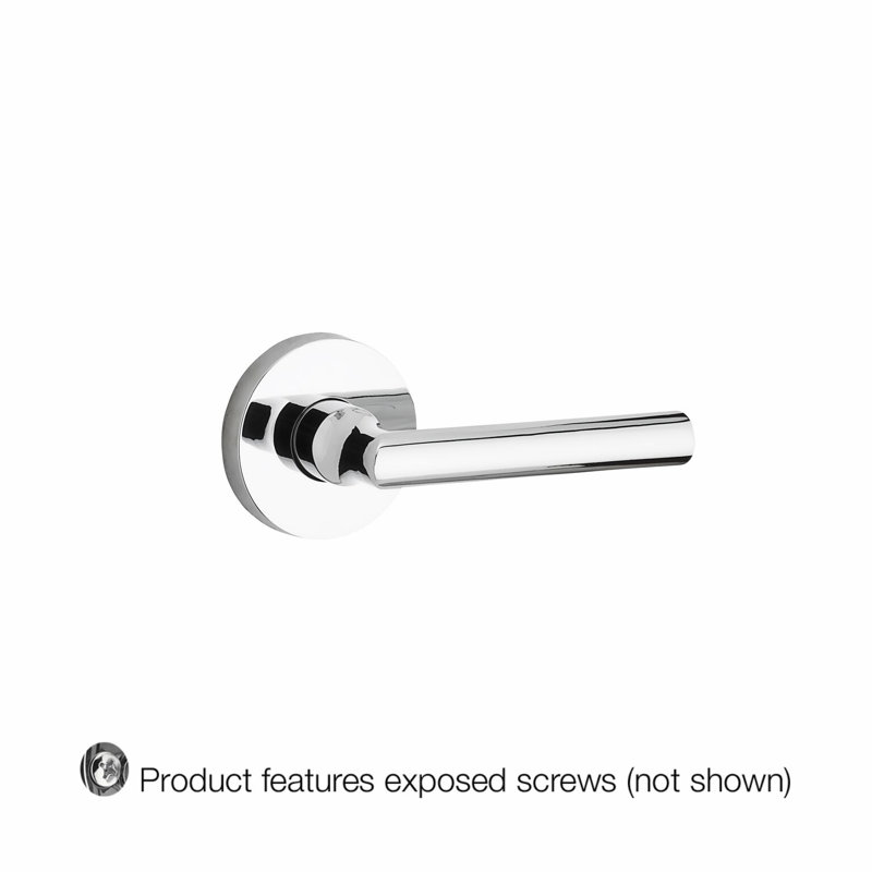 Tube Single Dummy Door Lever with Contemporary Round Rosette, Right, Polished Chrome