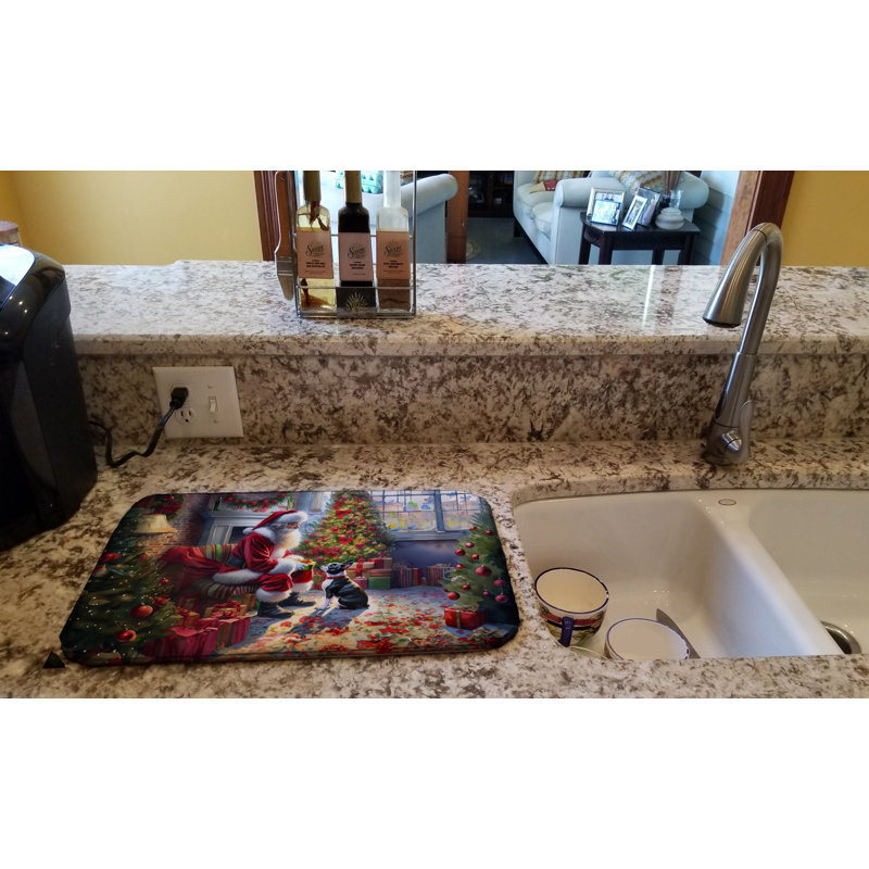 Tapis de séchage Boston Terrier and Santa Claus
