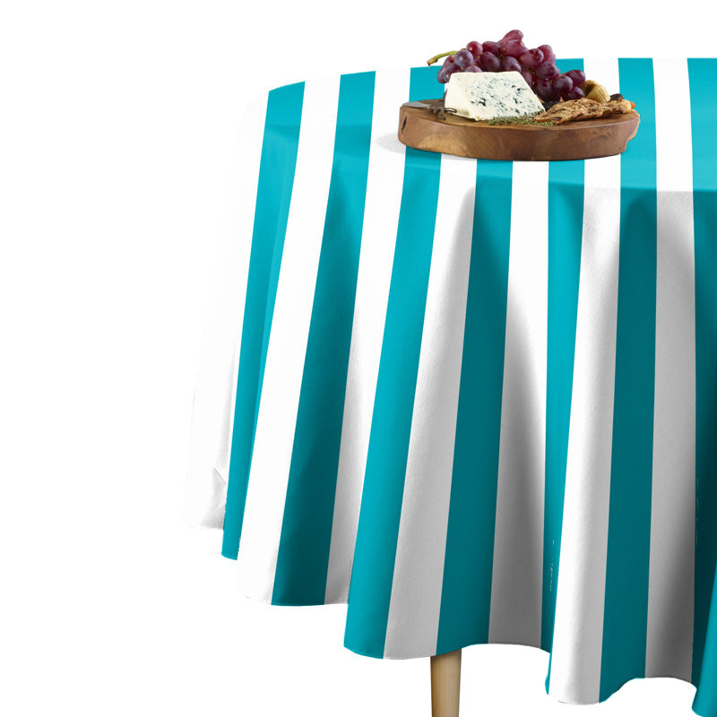 Sam Stripe Tablecloth, 96" L x 96" W, Turquoise
