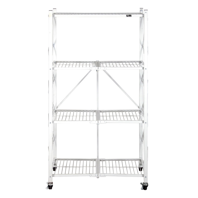 Origami R4-WR Metal Storage Rack with Wheels, White