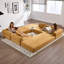 Canapé-lit convertible l 108,3 po, matelas pliant en nuage avec cadre fixe et main courante à dossier coussiné (jaune moutarde)-1744230009