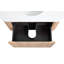 Meuble-lavabo mural 36 po avec lavabo courbé, finition en bois texturé ondulé, marbre de culture intégré pré-assemblé, meuble-lavabo flottant moderne avec tiroir à fermeture en douceur