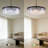 Black Modern Crystal Drum Tiered  Chandelier Light Fixture For Dining Room Kitchen