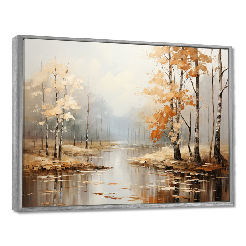 Mystic Nostalgia Autumn Forest - Art mural forêt, H 24 po x l 32 po x P 1 po, Encadrement argenté