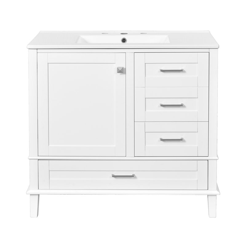 Meuble-lavabo de rangement simple avec comptoir en céramique, Vert