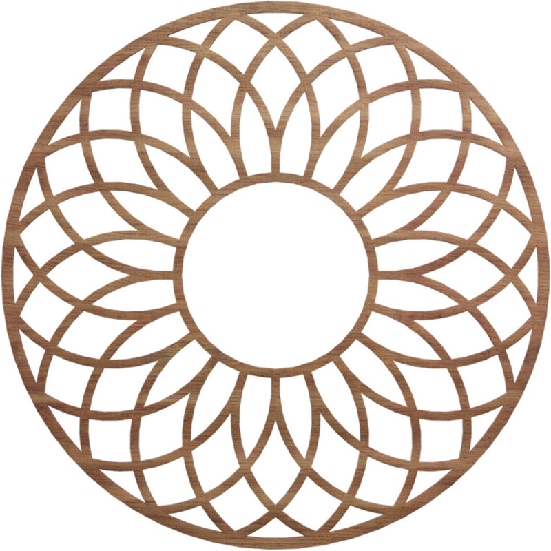 Médaillon de plafond en bois ajouré Cannes, H 34 po x l 34 po x P 0,38 po, Noyer