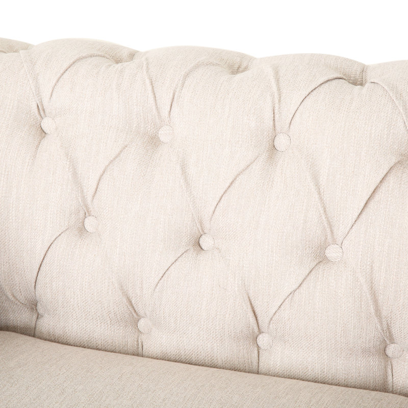 Giovany Upholstered Chesterfield Chair, Beige