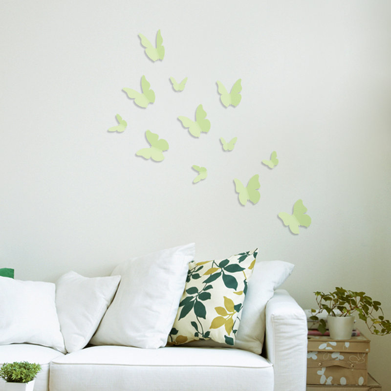 Décalcomanie murale papillons 3d lueur