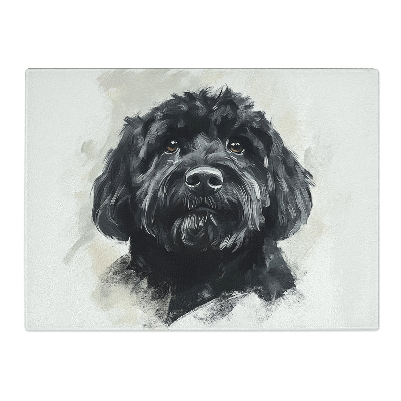 Labradoodle Portrait Dog  Glass Chopping Board