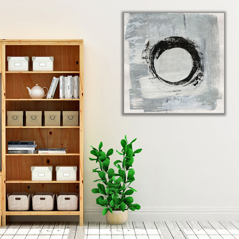«Zen Circle I Black and White», reproduction d'art sur toile, H 12 po x l 12 po