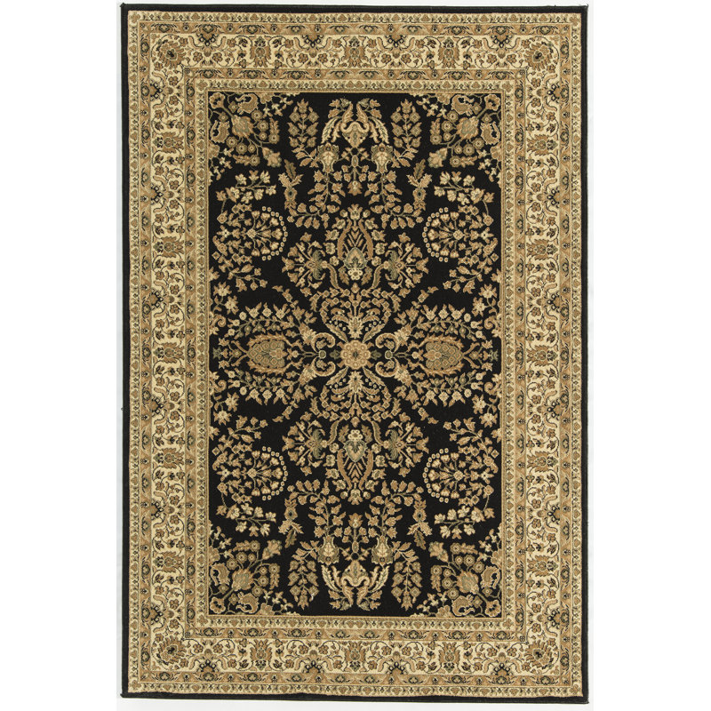 Gloucester Gilded Loom Oriental Black Area Rug, Rectangle 3'11" x 5'3"