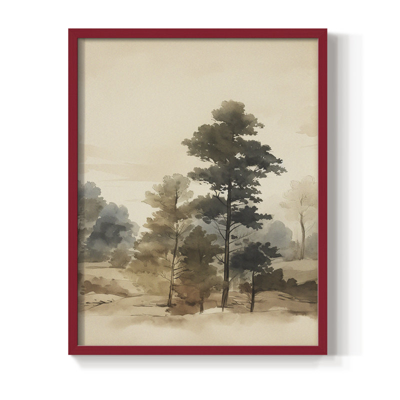 «Vintage Landscape X», reproduction encadrée - bois massif, H 11 po x l 9 po, Rouge