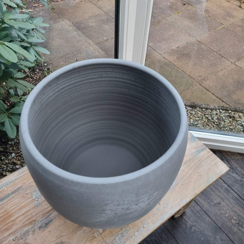 Outen Pot Round , Light Grey, 35cm H x 38cm W x 38cm D