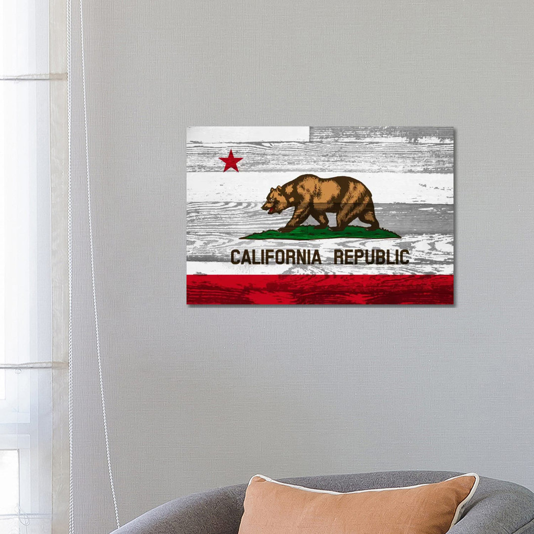 California State Flag on Wood Panels - Wrapped Canvas Graphic Art