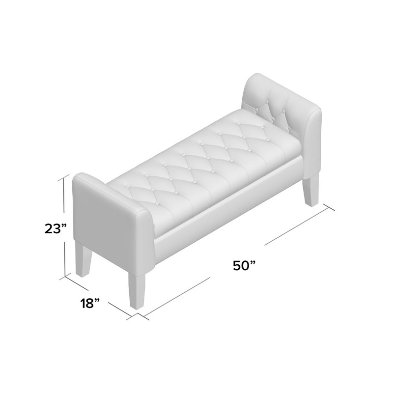 Alaitz Polyester Upholstered Storage Bench, Sand Dune