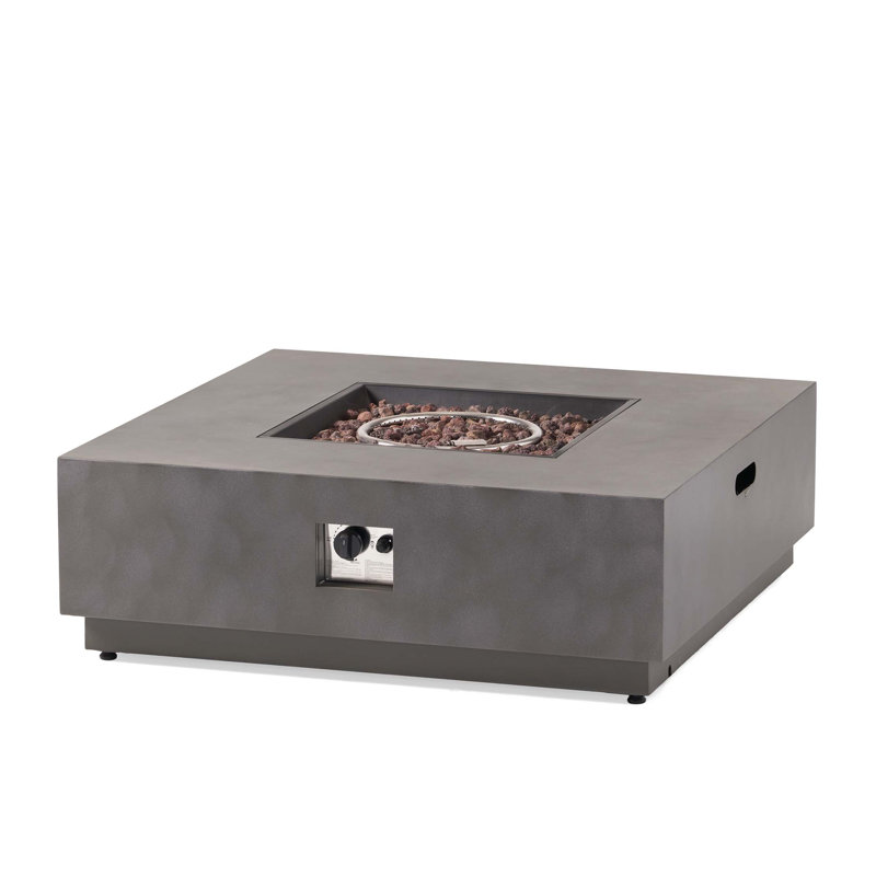 40'' Square Iron Fire Pit - 50 000 Btu (Tank Cover Not Included), Stone Gray