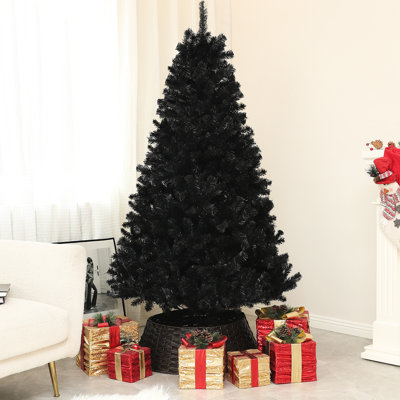 Arbre de Noël 6 pi avec 1000 pointes, ouverture automatique, base en acier, noir, arbre de décoration artificiel mémorable
