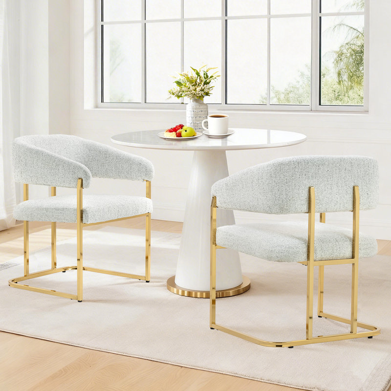 Upholstered Metal Armchair, White