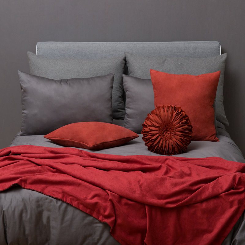  Housse et insert de coussin décoratif en tournesol Appliqued, Carré 14 po, Rouille