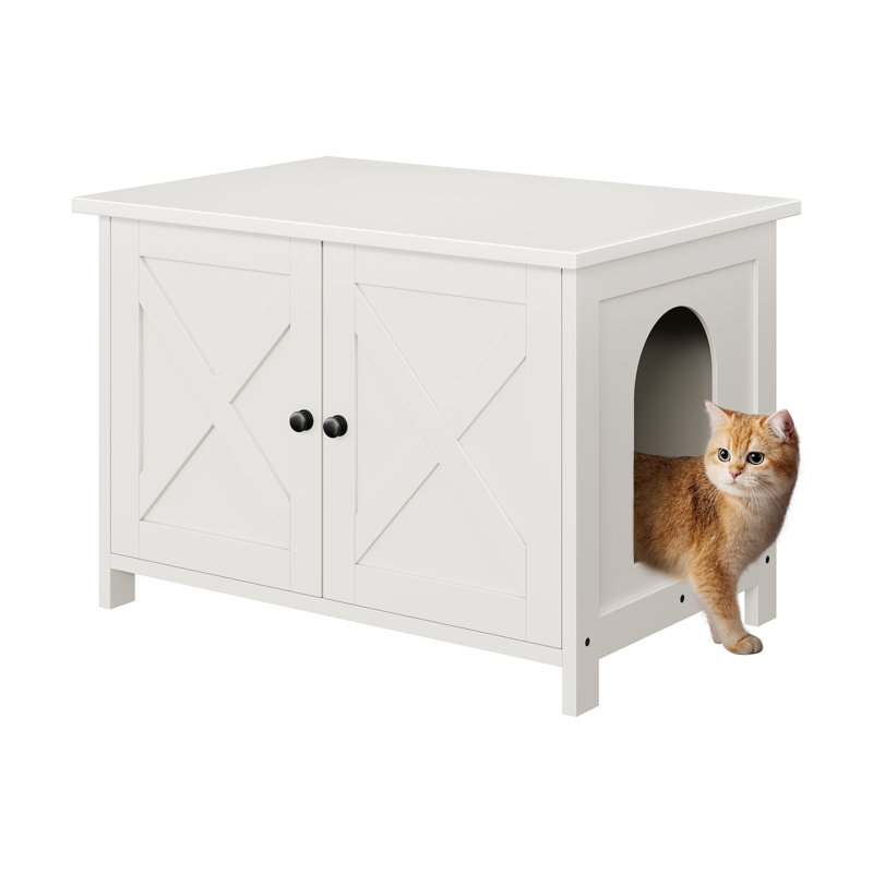 Armoire à litière avec porte anti-odeurs Haio, Blanc
