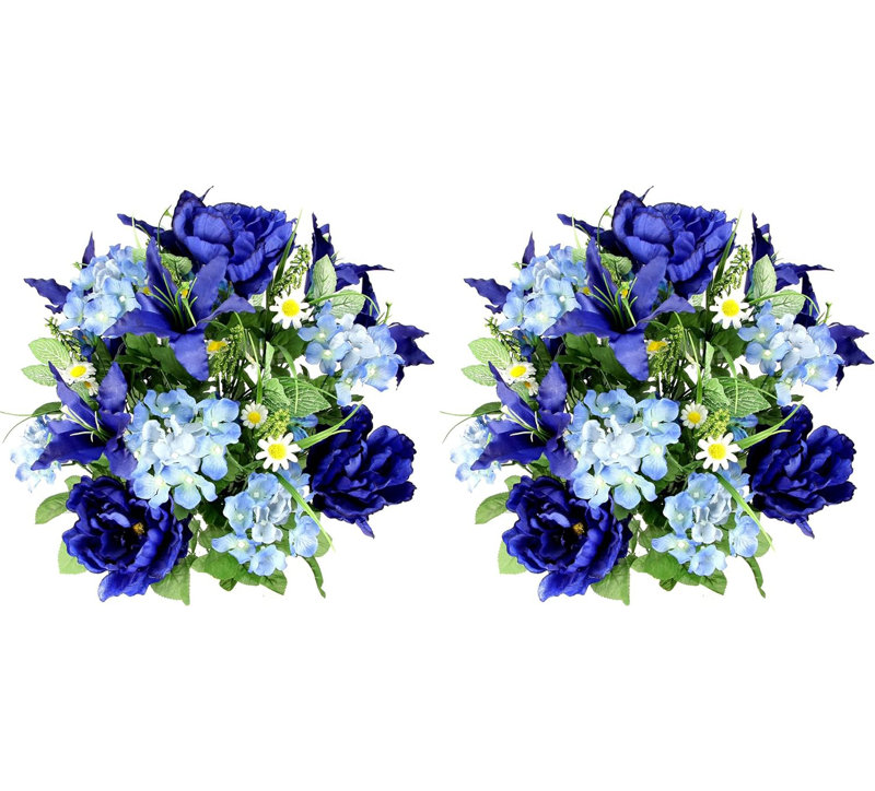 Buissons d'hortensias printaniers, Bleu