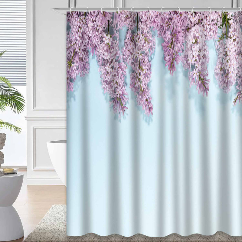 Rideau de douche avec 12 crochets Lilas, L 72 po x l 84 po