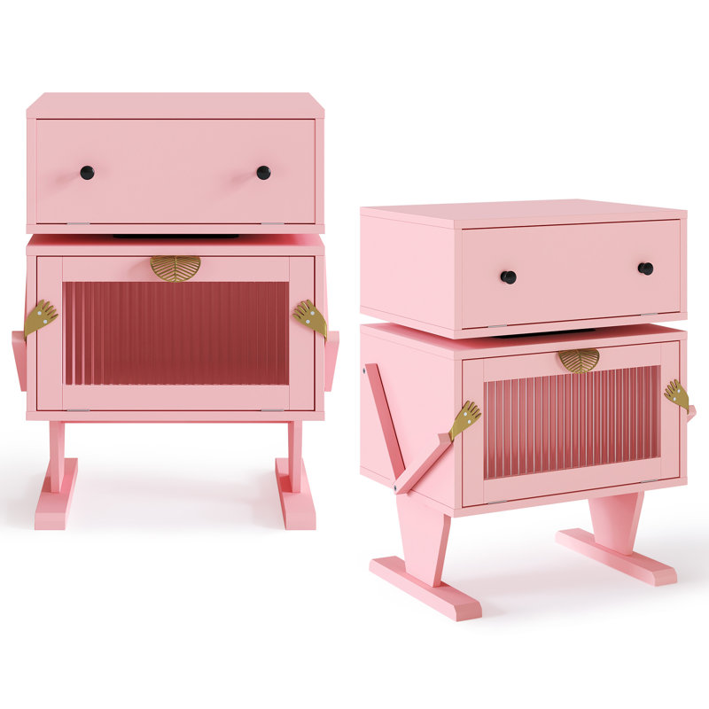 Ensemble de 2 tables de bout robotisées à rotation sur 360 ° Anabelia, Rose