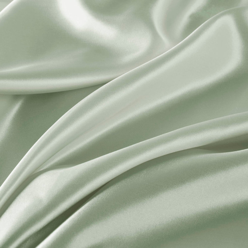 Ensemble de draps en satin de luxe, Édredon double + 3 pièces supplémentaires, Sauge