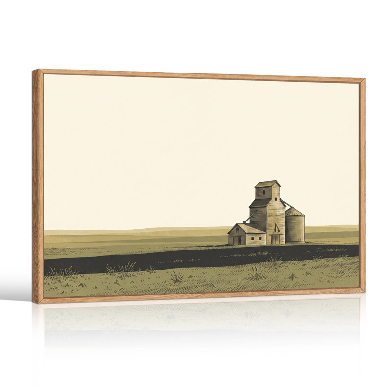 Art mural sur toile avec silo vert et grange, H 36 po x l 48 po