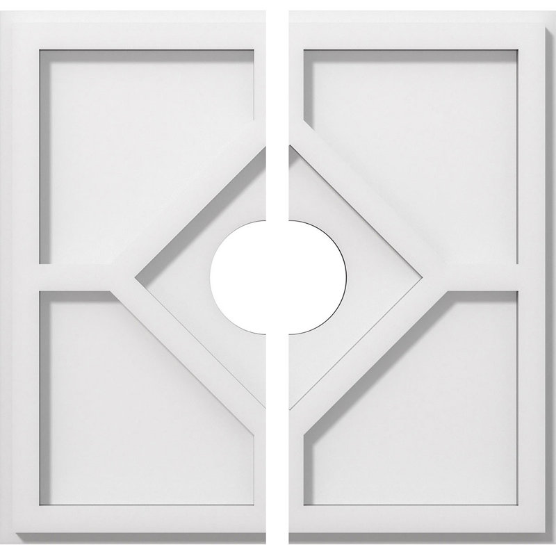 14"OD x 3"ID x 4 3/4"C x 1"P Embry Architectural Grade PVC Contemporary Ceiling Medallion, Two Piece, 1" H x 14" W x 14" D