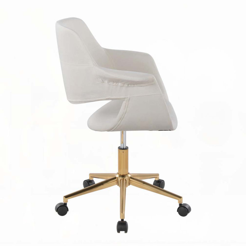 Vintage Flair Mid-Century  Office Chair in and Velvet by LumiSource, Cream
