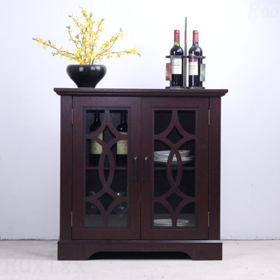 Buffet 34,37 po avec 2 portes en verre trempé transparent