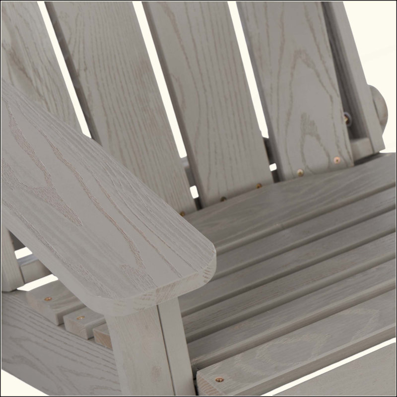 Oversize Embossed Wooden Outdoor Folding Adirondack Chair With Pre-Assembled Backrest & Seatboard, Wood Patio Chair For Garden Backyard Porch Pool Deck Firepit