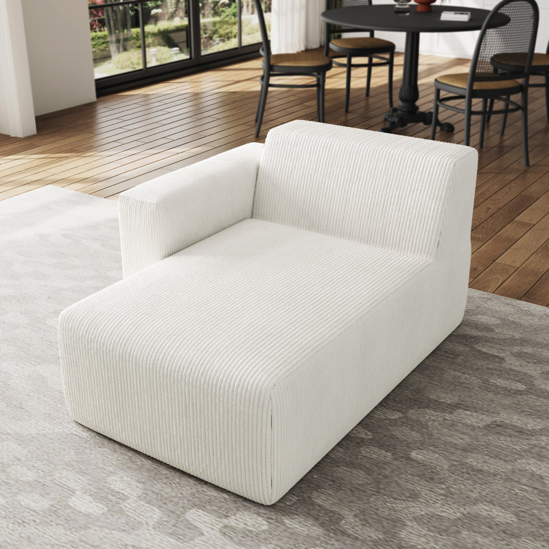 Upholstered Chaise Lounge, Left Hand Facing, Beige