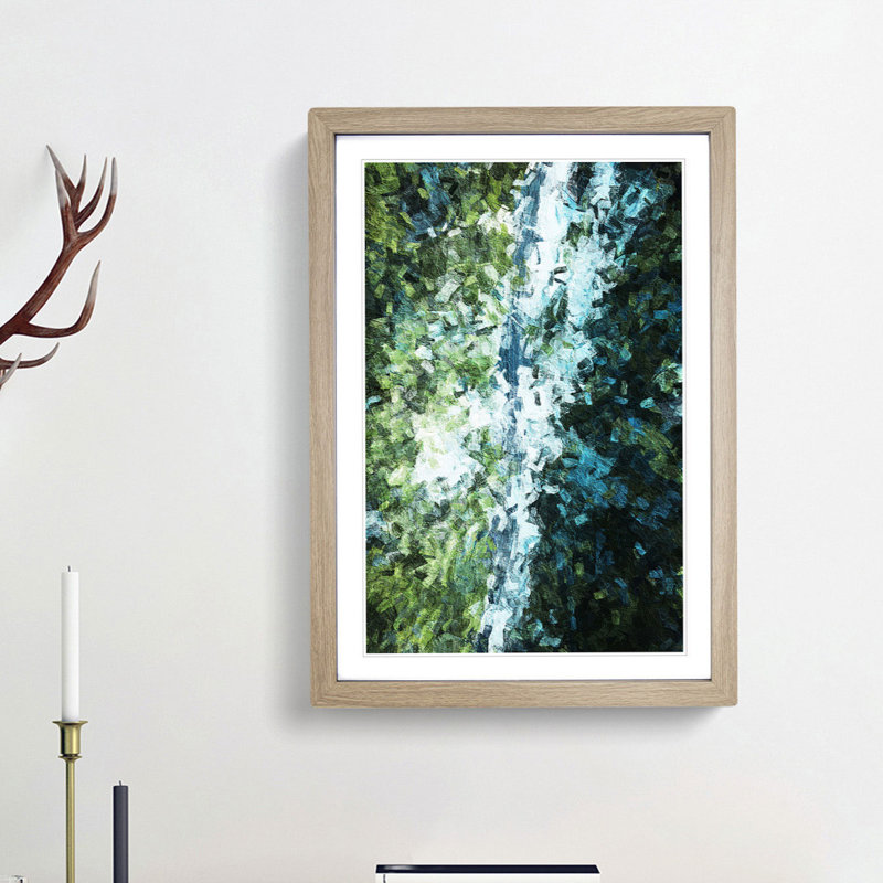 Forest Road in Abstract - Picture Frame Painting Print, Oak Framed, 48cm H x 36cm W x 2cm D