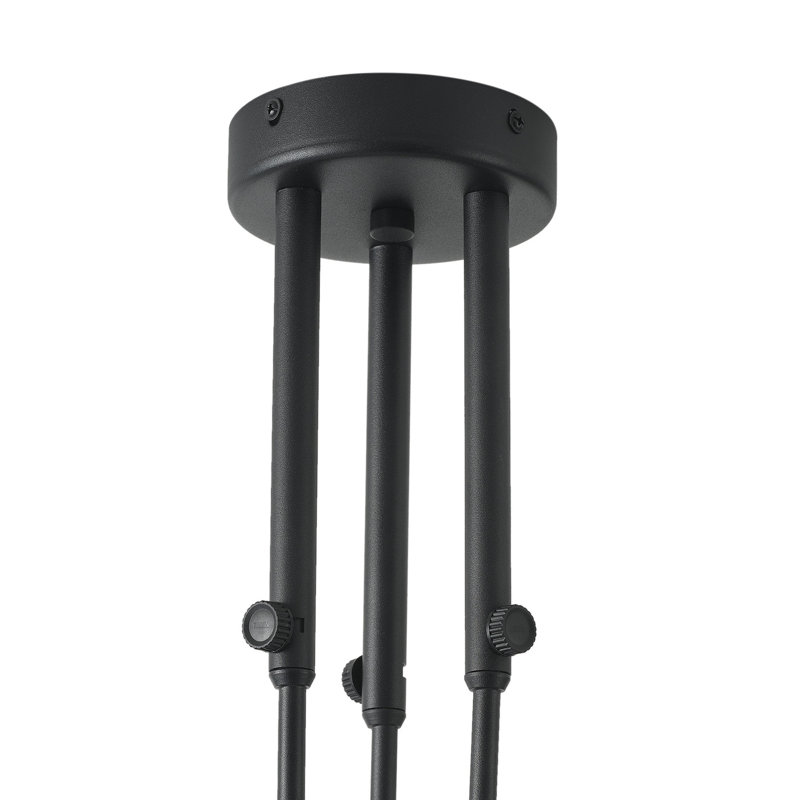 Rancourt 3-LIght Black Finished Long Arms  Dimmable Classic  Semi-Flush Mount Light Fixture