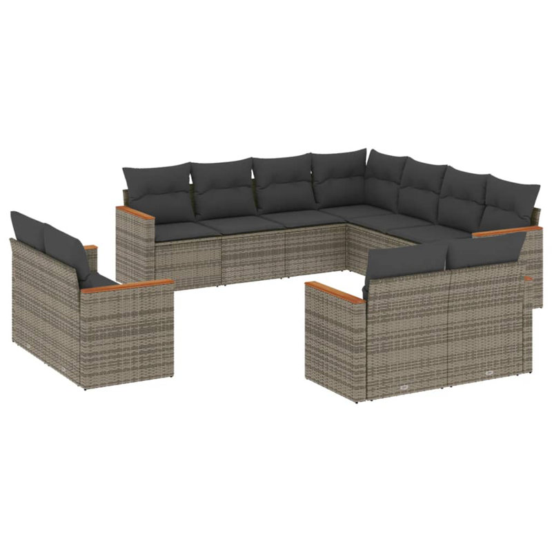 Ensemble de canapé de jardin Vidaxl Gris, gris foncé