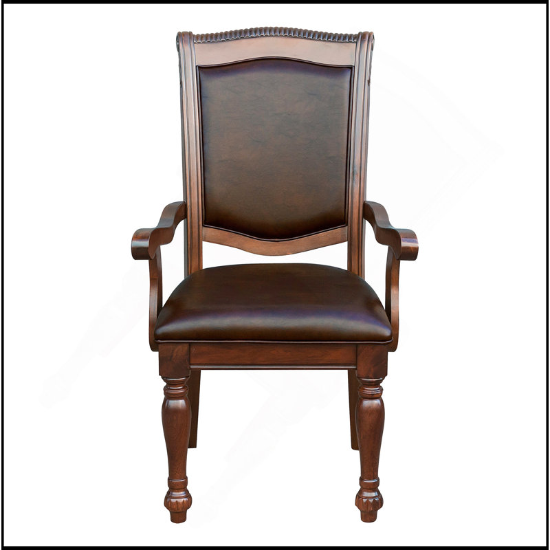 Ensemble de fauteuils de salle à manger de style traditionnel avec meubles rembourrés en bois de cerisier brun 2 pièces
