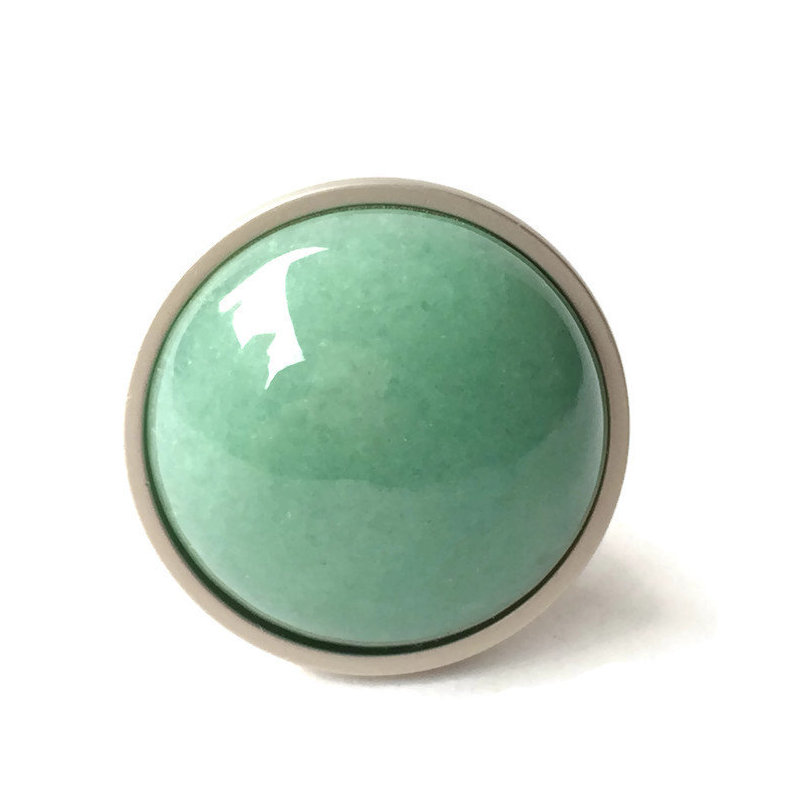 Mushroom Knob, Satin Nickel/Green