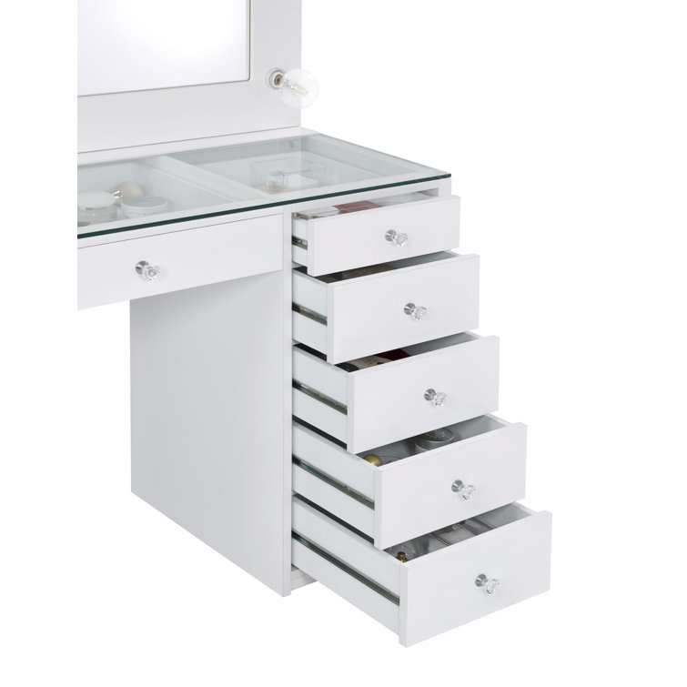 Amargosa 7-Drawer Makeup Vanity Table with LED Hollywood Mirror Lighting