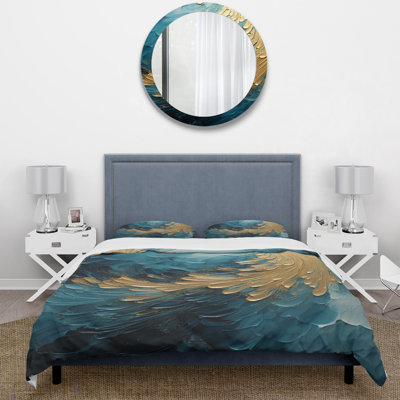 Ensemble de housse de couette Gold Teal Ocean Spiral I - Abstract Spirals