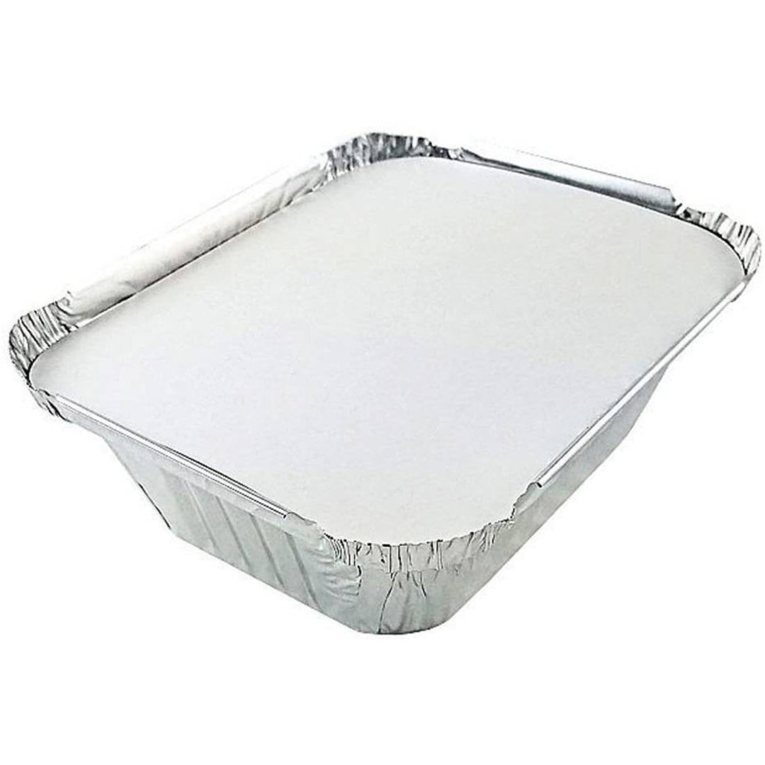 Disposable Aluminum 2.25Lb Oblong Pan 8.75" x 6.12" with Board Lids (Set of 50) Nicole Fantini
