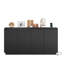 4-Door Fluted TV Stand With Power Outlet, Handleless Wave Design Entertainment Centre, Adjustable 3-Tier Particle Board Storage Cabinet, Multi-Functional Media Console & Buffet Sideboard-2702158
