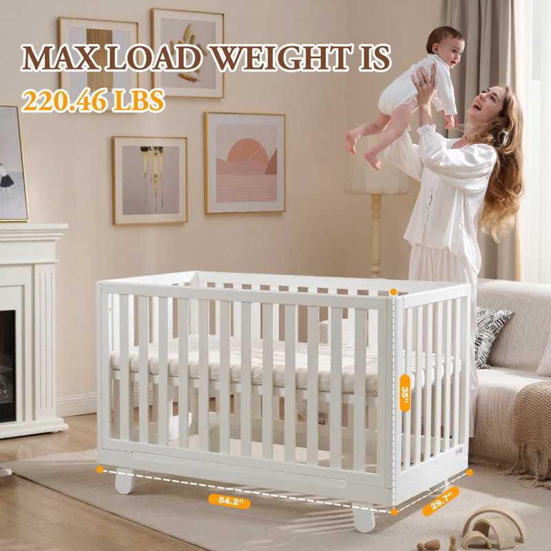 Lit de bébé convertible 6-en-1 HHB, Lit de bébé RUYI - blanc