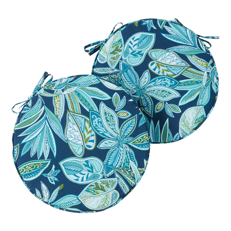 Outdoor Round Dining Chair Seat Pad, Botanical Crestwood