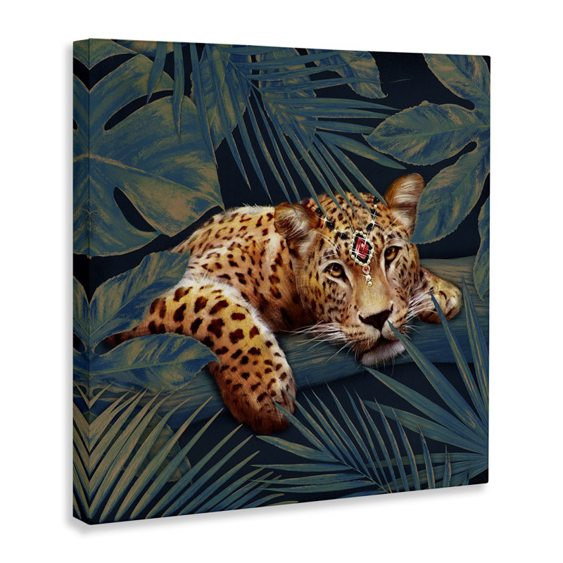 Art mural, art tropical, léopard tropical, H 30 po x l 30 po