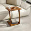 Table d'appoint en bois d'hévéa massif en forme de C avec roulettes verrouillables, table roulante à 2 niveaux pour ordinateur portable, idéale pour la maison
