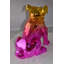Statue de bouledogue Gorch avec lunettes de soleil en résine rose et dorée, taille: 17 po x 9 po x H 13 po
