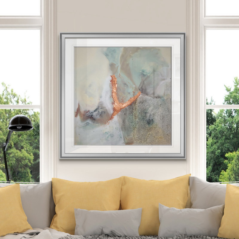 Copper River I - reproduction d'art, H 16 po x l 16 po x P 1,5 po, Encadrement argenté